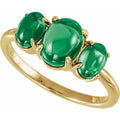 Three Stone Lab Emerald Cabochon Ring