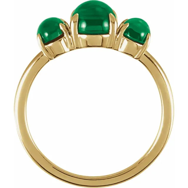 Three Stone Lab Emerald Cabochon Ring