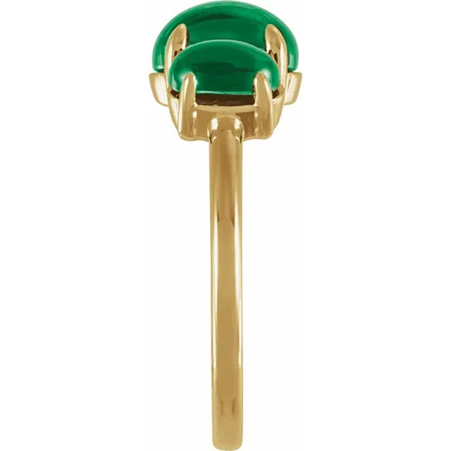 Three Stone Lab Emerald Cabochon Ring