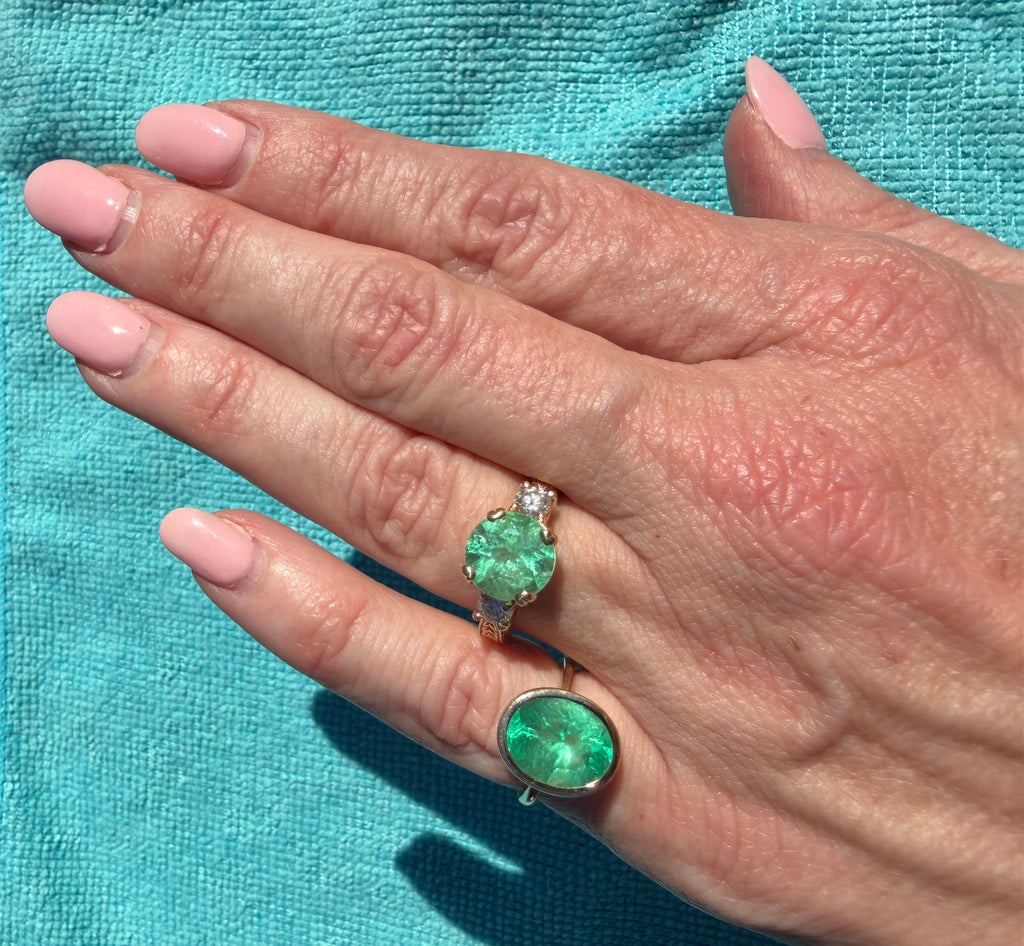 POPPY: 3.00 TCW Colombian Emerald & Diamond Ring