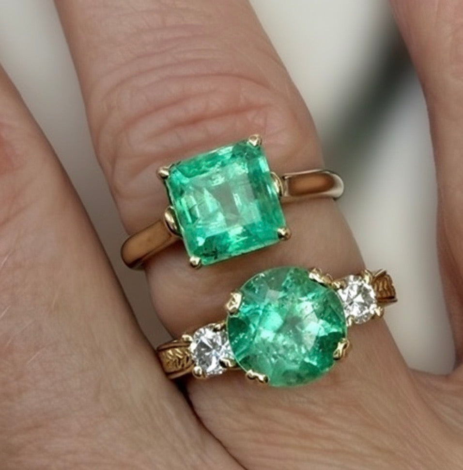 POPPY: 3.00 TCW Colombian Emerald & Diamond Ring