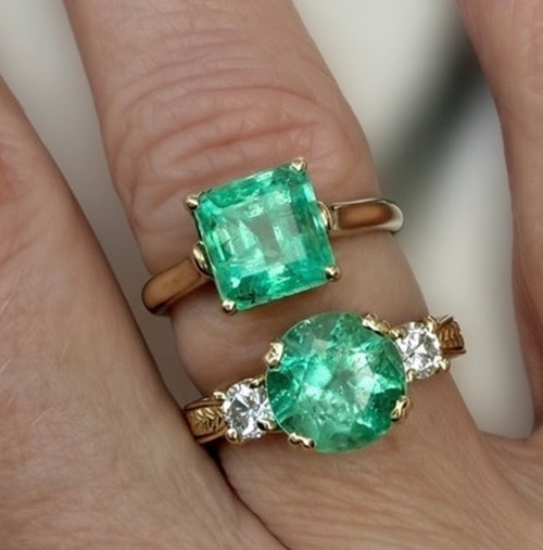 POPPY: 3.00 TCW Colombian Emerald & Diamond Ring