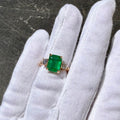 3.8 TCW Emerald & Diamond Three Stone 14k Ring