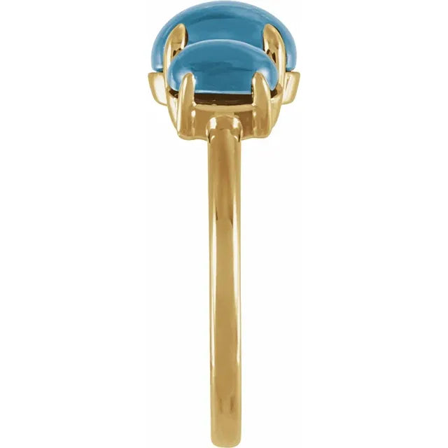 London Blue Topaz 3 Stone Cabochon Ring