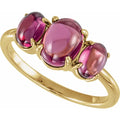 Rhodolite Garnet 3 Stone Cabochon Ring