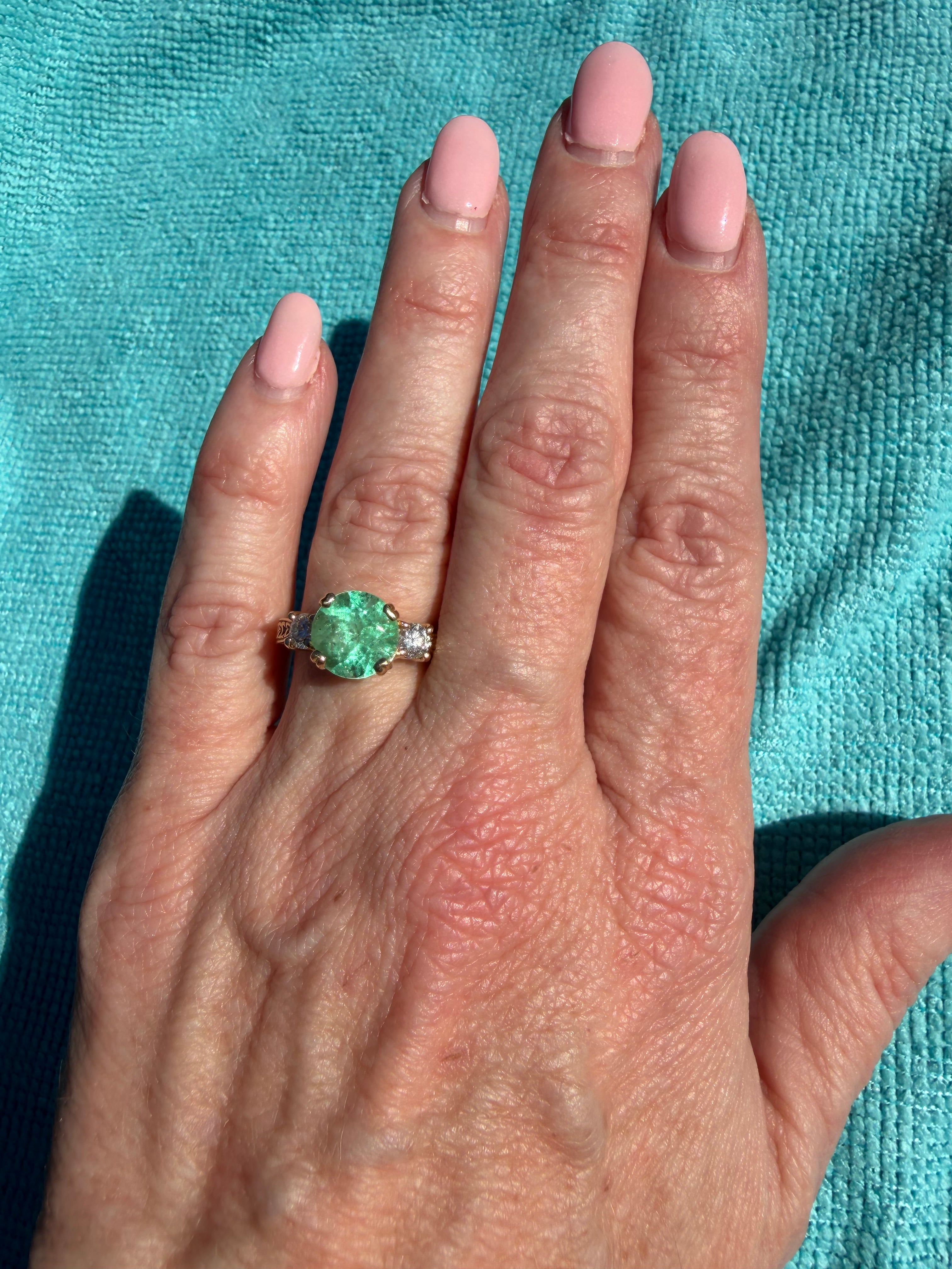 POPPY: 3.00 TCW Colombian Emerald & Diamond Ring