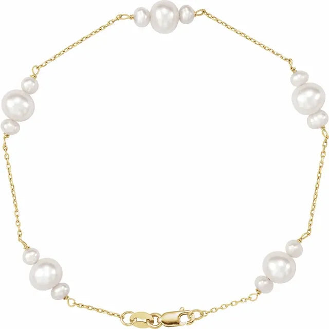 Three Stone Pearl Bracelet